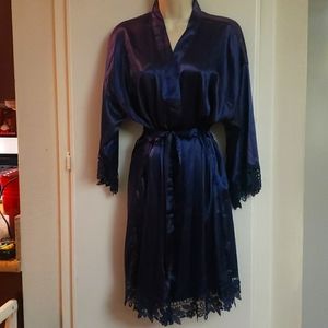 Moment Collection satin robe Blue size L